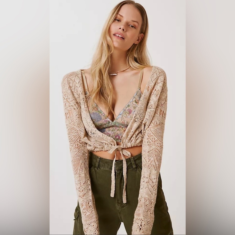 Anthropologie Villanelle Pointelle Cardigan NWT Rare Tie Front XS